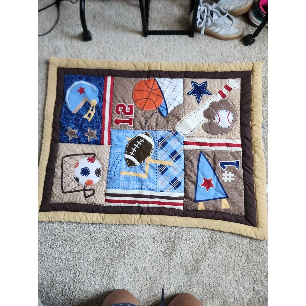 Wovnelife Sports Quilt Baby Blanket Patchwork Soccer Baseball Football